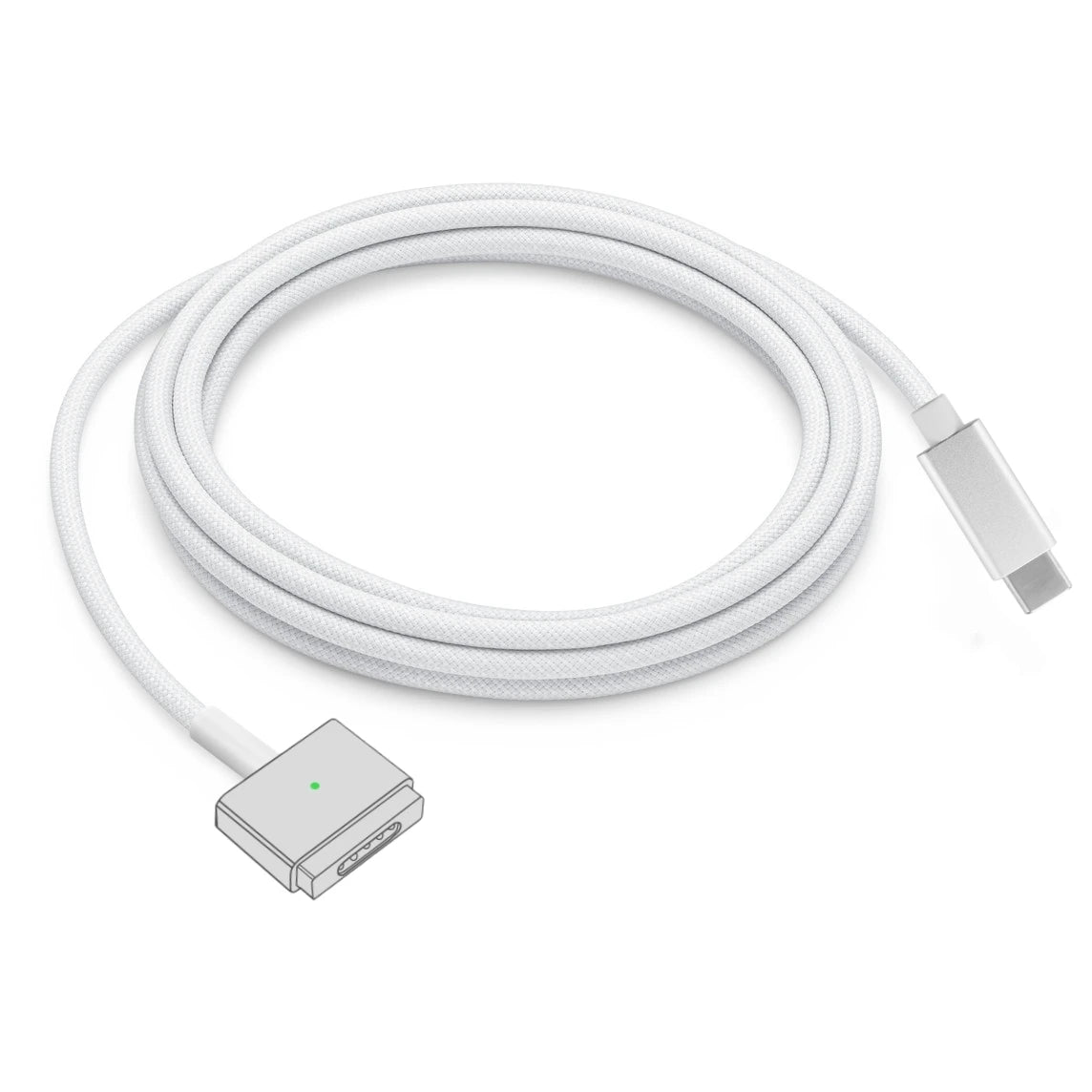 Magnetic Safe Charging Cable for MacBook, USB-C to MagSafe 1/2 Braided Cable Compatible with MacBook Air Pro 45W 60W 85W Adapter