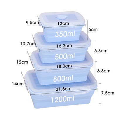 Collapsible Food Storage Containers with Lids & Vent, 11.8 oz, Kitchen Stacking Silicone Collapsible Meal Prep Container Set for