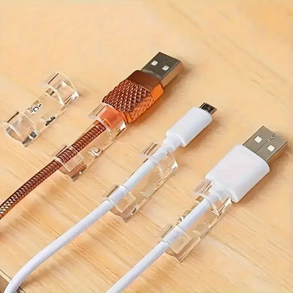 Clear Plastic Cable Clips Transparent Adhesive Cord Holders for Wall & Desk Cable Management Wire Organizers