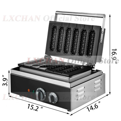 HomeWise 6PCS Electric Waffle Sausage Maker Non-Stick Lolly Stick Muffin Crispy French Corn Hot Dog Machine Kitchen Home