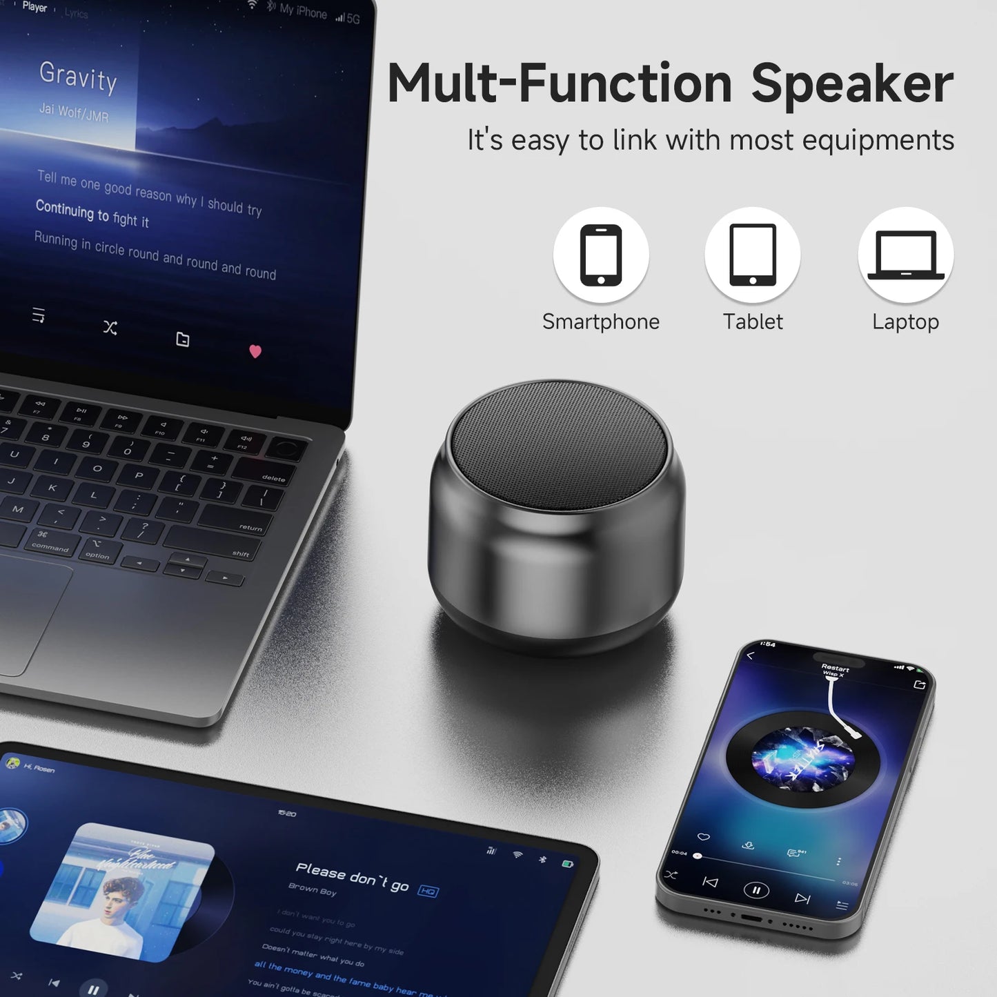Bluetooth Speaker, Portable Bluetooth Speaker Wireless V5.3 with Loud Stereo Sound, 8H Playtime, RGB Lights, Support TWS/TF Card
