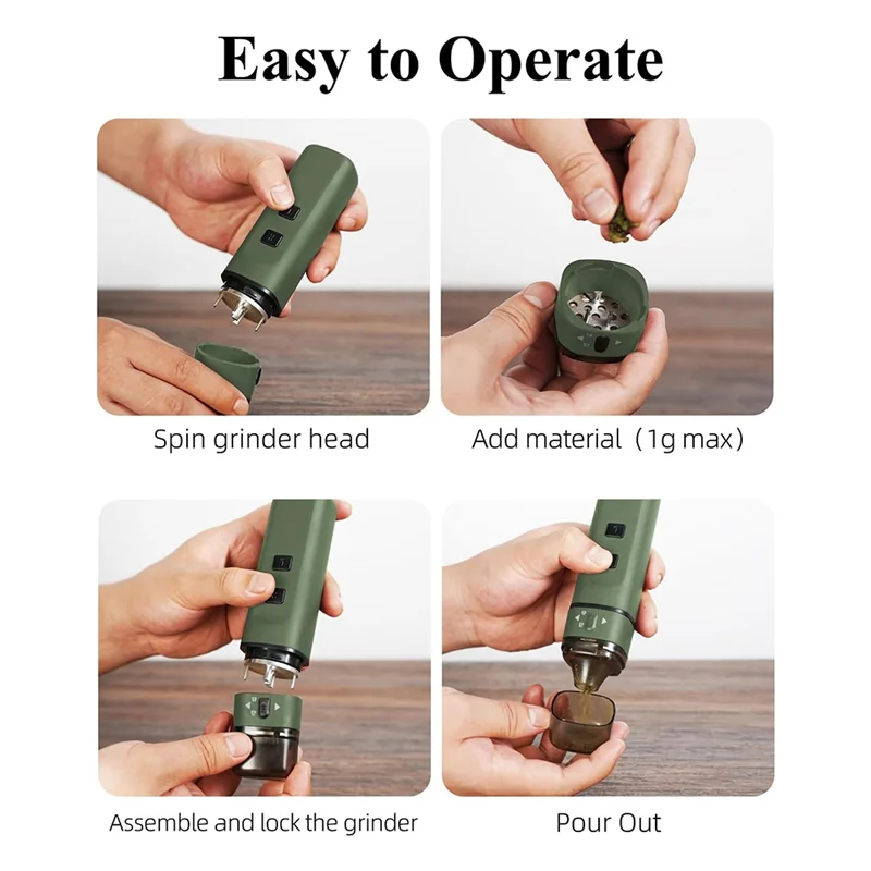 B15C Portable Auto Grind Electric Herb Grinder One-Touch Grinding Up To 1.5G Automatic Dry Spice Mill Machine