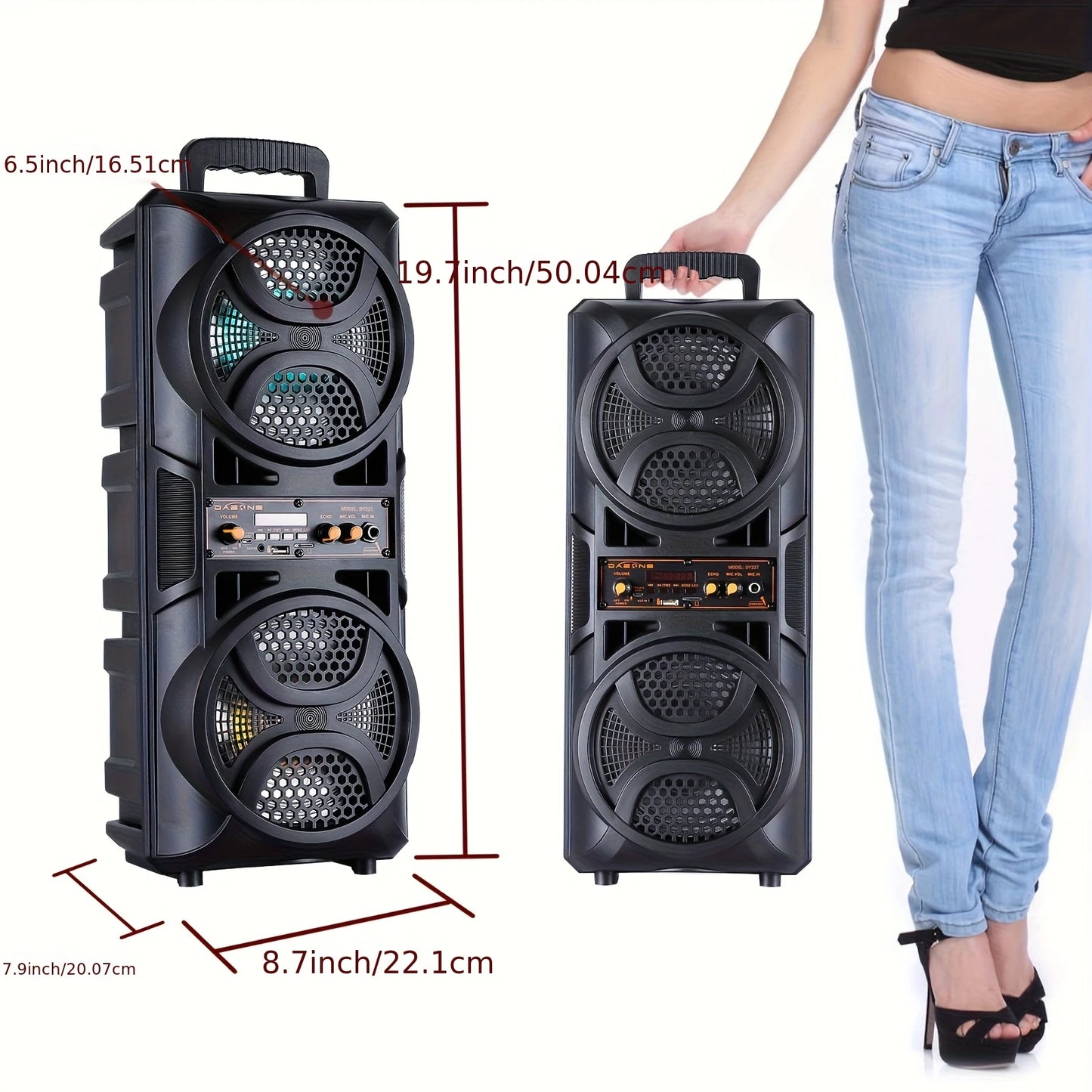 Portable Bluetooth Speaker, Equipped with A Subwoofer Stereo System, Outdoor Party Speaker, LED Colorful Lighting Effect