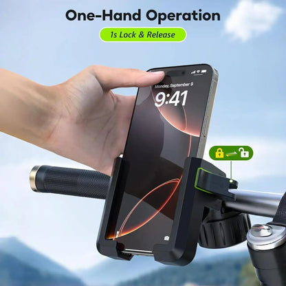 Motorcycle Phone Mount with Vibration Dampener - 30s Tool-Free Install & Quick Lock, Universal for Bike/MTB, Fit 4-7" Phones