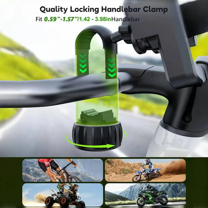 Motorcycle Phone Mount with Vibration Dampener - 30s Tool-Free Install & Quick Lock, Universal for Bike/MTB, Fit 4-7" Phones