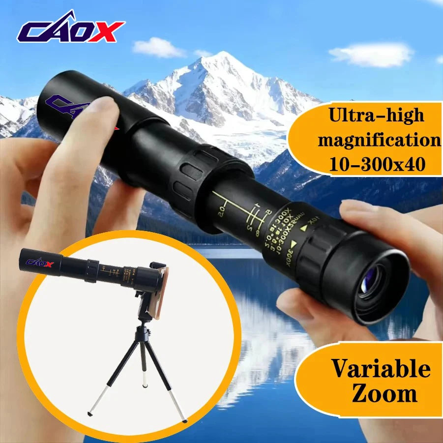 CAOX 10-300x40 HD Binoculars Portable Professional Monocular Powerful Long Distance, Suitable for Hunting, Outdoor, and Concerts