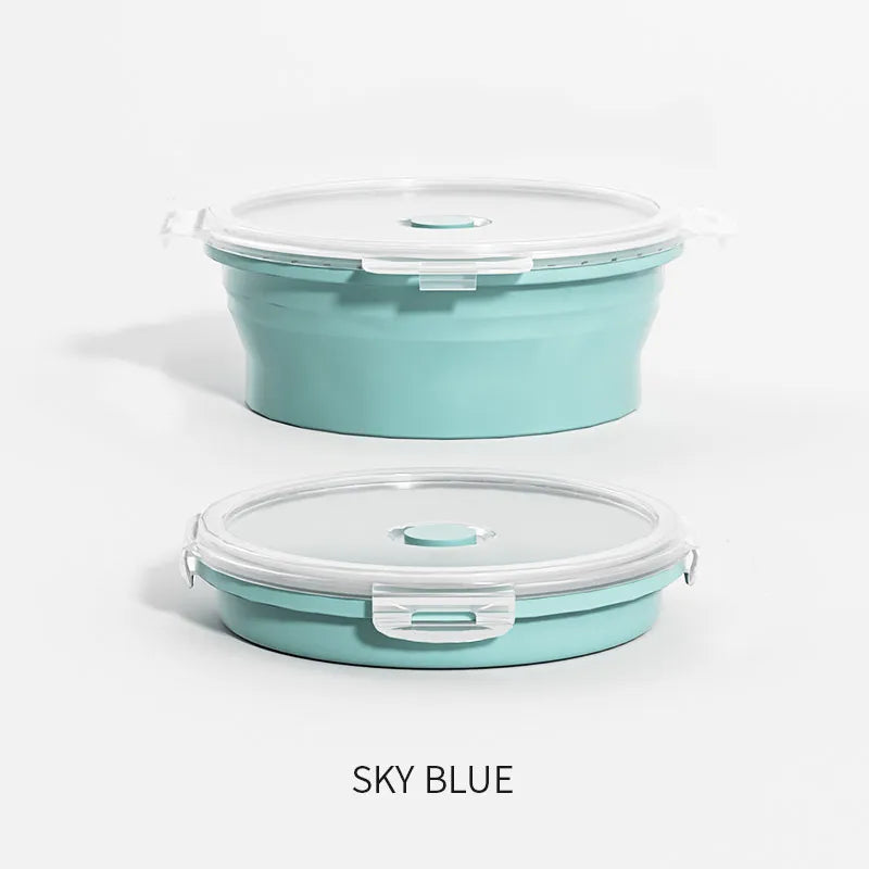 Collapsible Food Storage Containers Round with Lid,Kitchen Stacking Silicone Collapsible Meal Prep Container Dishwasher Safe