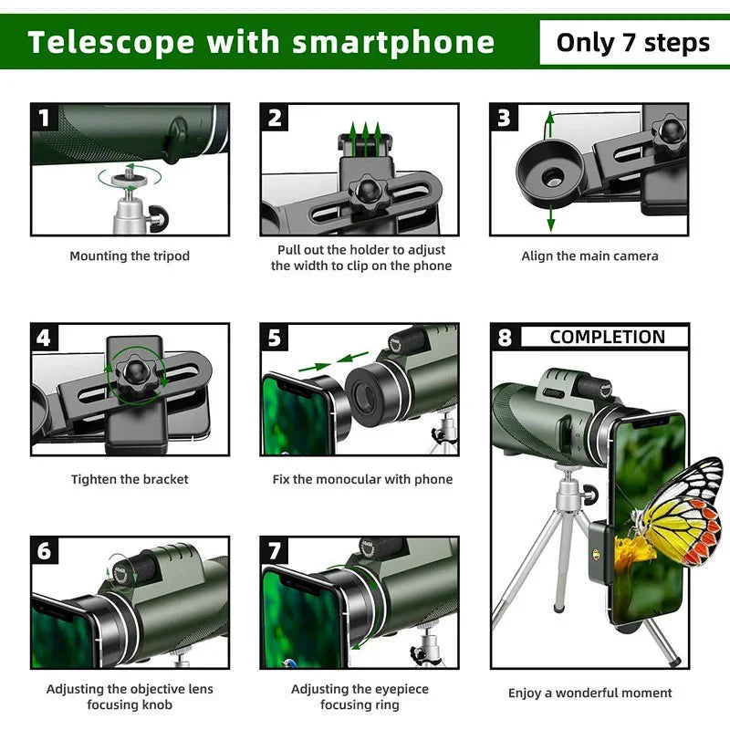 80x100 HD High Power Binoculars 5000M Long Range Zoom Compact Folding Telescope for Hunting Camping Travel
