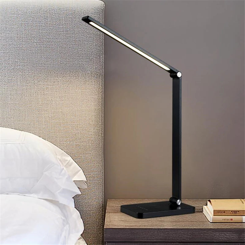 Wireless Charger LED Desk Lamp USB Charging Dimmable Touch Control Eye-caring Table Lights Port For Bedroom Living Room Office