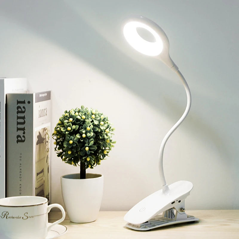 LED Desk Lamp Clip On Type USB Charging With Built In Lithium Battery Touch Dimming 3 Modes Learning Reading Table Lamp