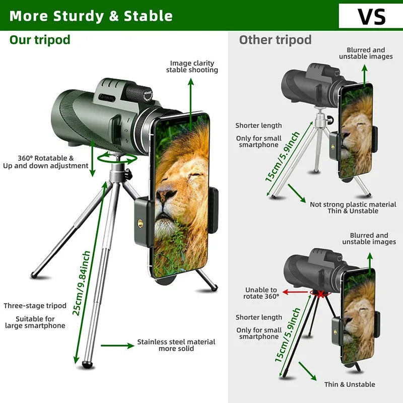 80x100 HD High Power Binoculars 5000M Long Range Zoom Compact Folding Telescope for Hunting Camping Travel