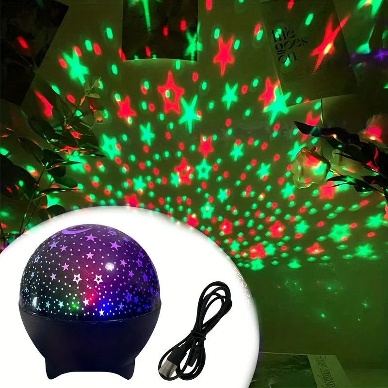 LED Night Light Starry Sky Galaxy Moon Projector Light Auto Color Changing USB 5V RGB Ambient Light for Kids Room Birthday Party