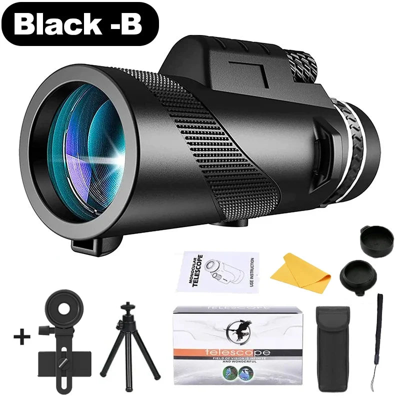 80x100 HD High Power Binoculars 5000M Long Range Zoom Compact Folding Telescope for Hunting Camping Travel