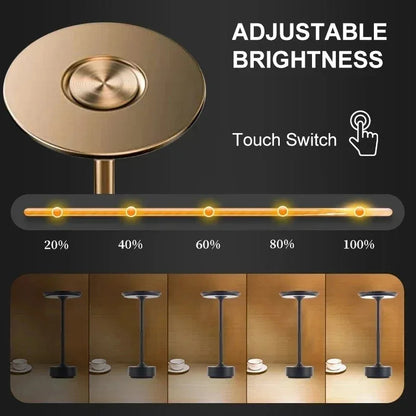 Charging LED Desk Lamp with Battery Restaurant Bar Table Lamp Dimming Atmosphere Retro Portable Charging Touch USB Read Lamp