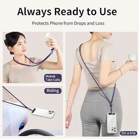 Adjustable Mobile Phone Strap Outdoor Anti-lost Crossbody Phone Lanyards Neck Rope with Patch Cellphone Hanging Cord Strap
