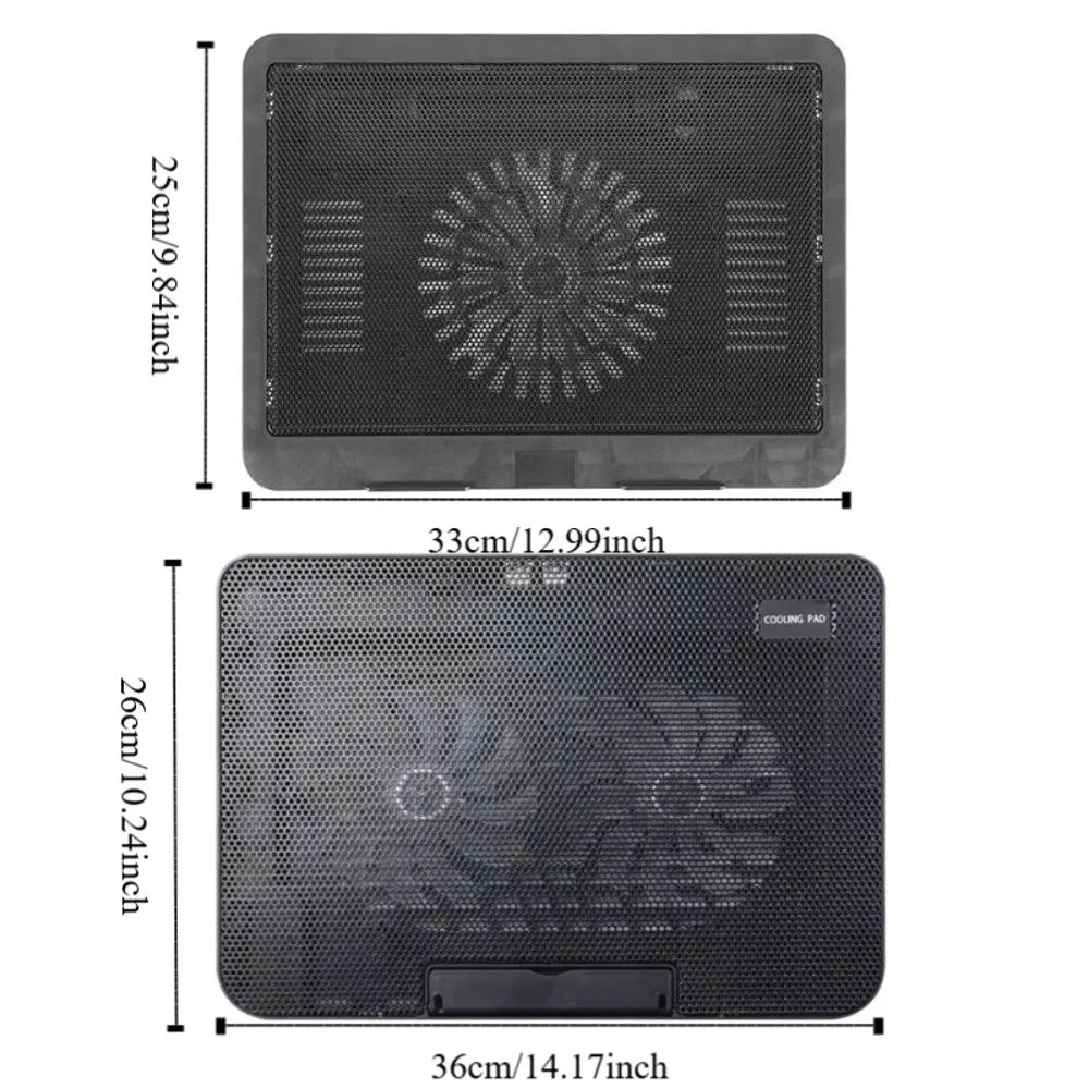 Portable Adjustable Laptop Cooling Pad USB Port LED Light Laptop Cooler Fan Metal Mesh Laptop Cooling Stand Study