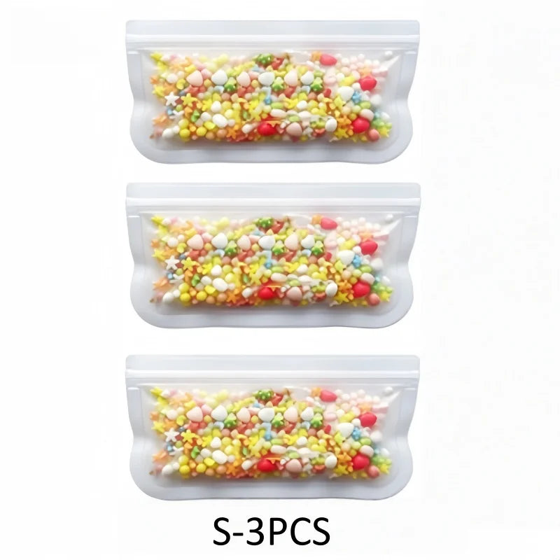 Silicone Food Storage Containers Reusable Food Storage Bags Lunch Bags Stand Up Zip Shut Bag Cup Fresh Food Leakproof Containers