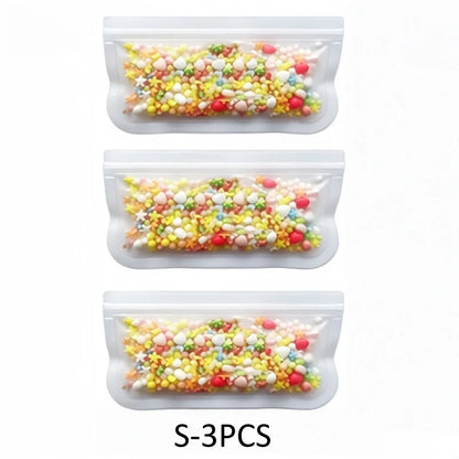 Silicone Food Storage Containers Reusable Food Storage Bags Lunch Bags Stand Up Zip Shut Bag Cup Fresh Food Leakproof Containers