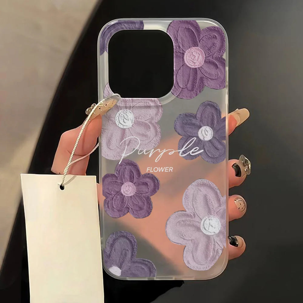 Matte Soft Silicone Phone Cases for iPhone 15 Case iPhone 16 13 17 Pro Max 14 11 12 Pro 15 16 Plus Flower Clear Shockproof Cover
