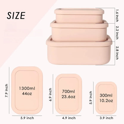 Silicone Food Storage Containers,  Silicone Bento Lunch Box Containers with Lids, For Airtight, Microwave, Dishwasher ,Freezer