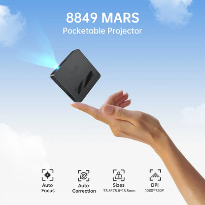 8849 MARS Mini Projector Portable DLP Projector Pocket Size Auto Focus & Key Compatible for Laptop, PC, Smartphone