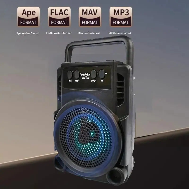 Bluetooth Speaker With Stylish Design High-Quality Sound Long Battery Life, Ambient Lighting Portable Subwoofer And Loud Volume