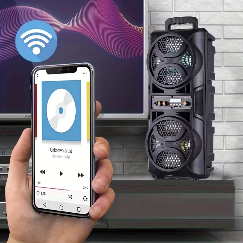 Portable Bluetooth Speaker, Equipped with A Subwoofer Stereo System, Outdoor Party Speaker, LED Colorful Lighting Effect