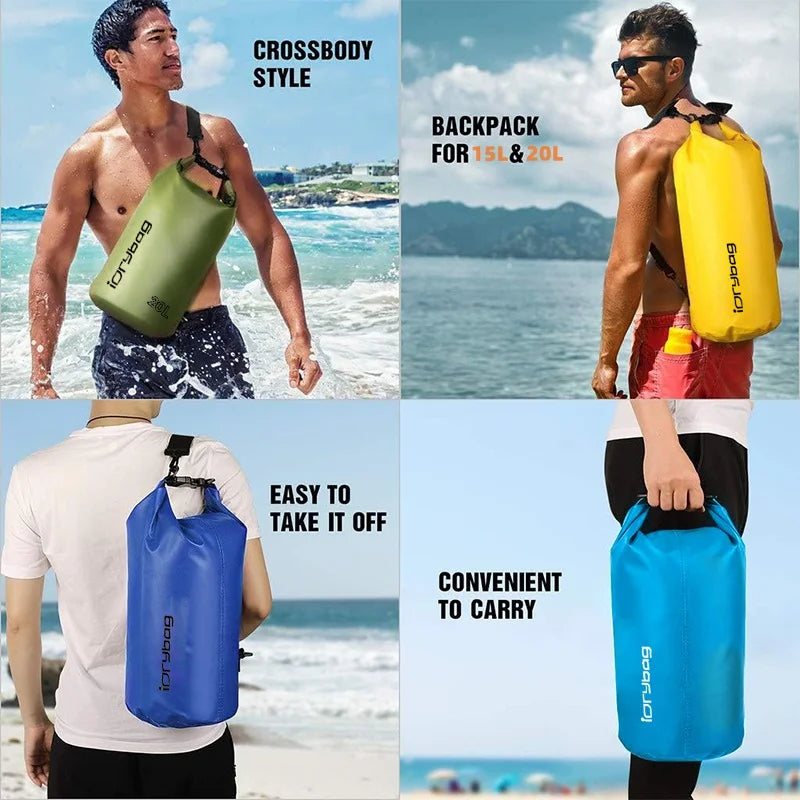 Idrybag Dry Bags Waterproof Bag for Women Men 2/5/10/15/20L Swimming Rafting Kayaking River Trekking Waterproof Dry Bag Backpack