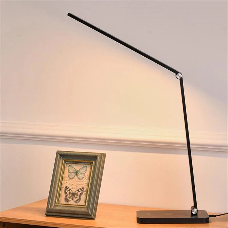 Wireless Charger LED Desk Lamp USB Charging Dimmable Touch Control Eye-caring Table Lights Port For Bedroom Living Room Office