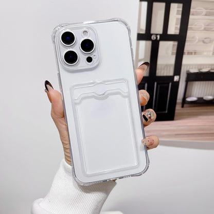 Clear Shockproof ID ATM Card Slot Protection Cover For iPhone  16 15 14 13 12 11 Pro Xs Max Mini 16e X XR Silicone Phone Case