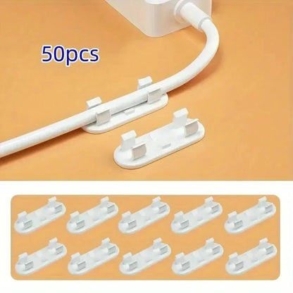 20/50Pcs Adjustable Cable Management Clips Adhesive Sticky Wire Clips Cord Holder For TV PC Cable Under Desk Wall Home Office