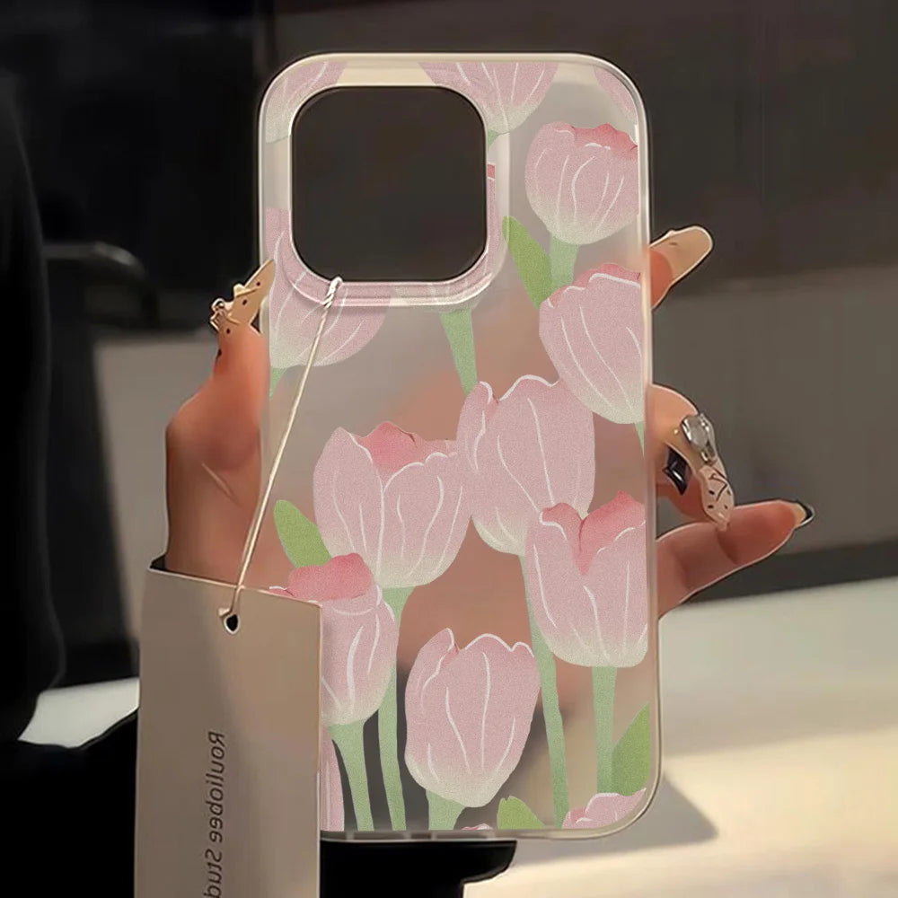 Matte Soft Silicone Phone Cases for iPhone 15 Case iPhone 16 13 17 Pro Max 14 11 12 Pro 15 16 Plus Flower Clear Shockproof Cover