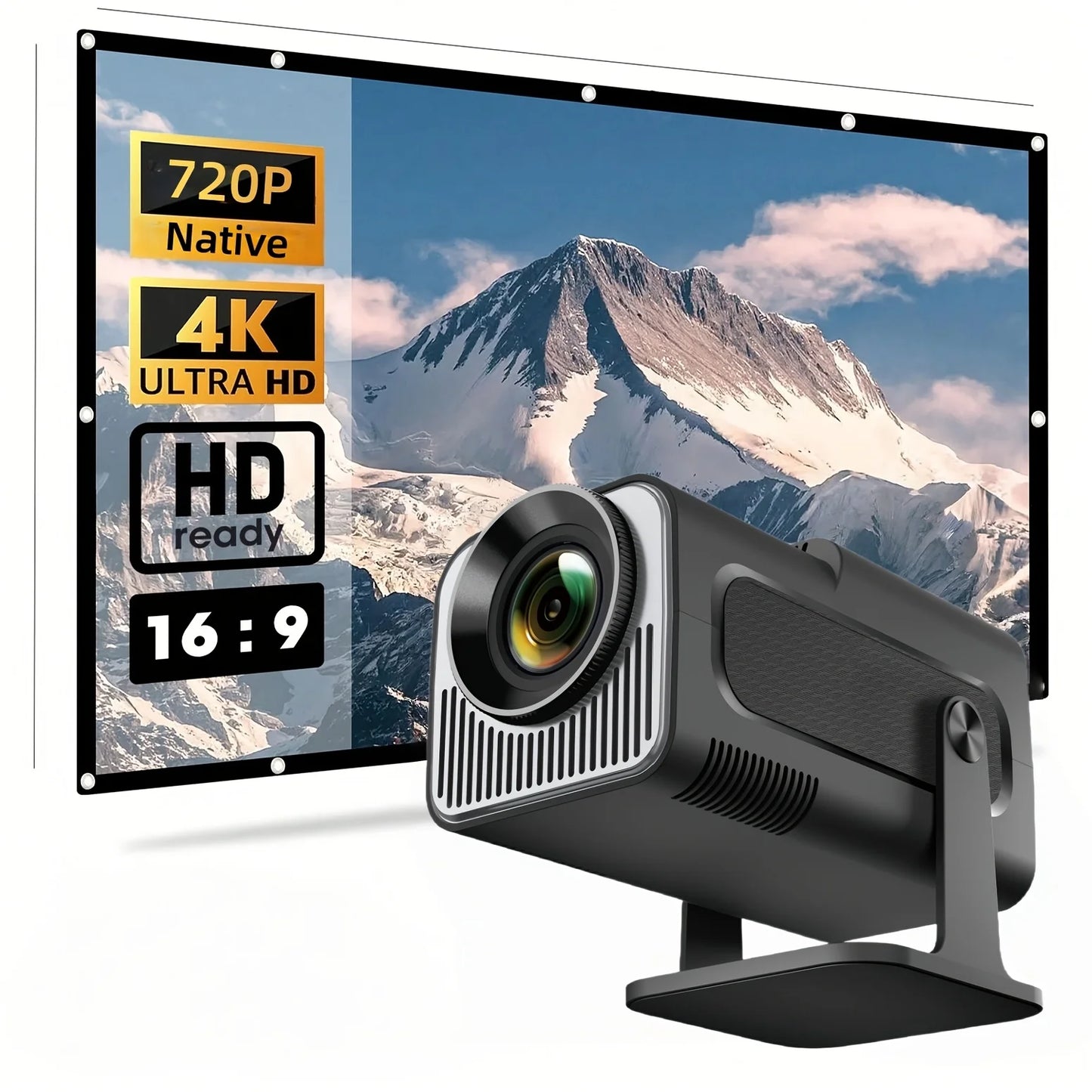 HY320MINI Compact HD Mini Projector -Supports 4K/Local 720P,Ideal for Home/Perfect Christmas/Halloween Gift, for Families,Gamers