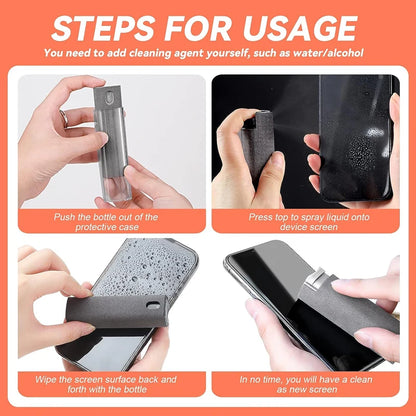 2-in-1 Screen Cleaner Kit  For Phone/Laptop/Tablet/TV/Monitor/Car Screens Spray and Wipe Cleaning Tools