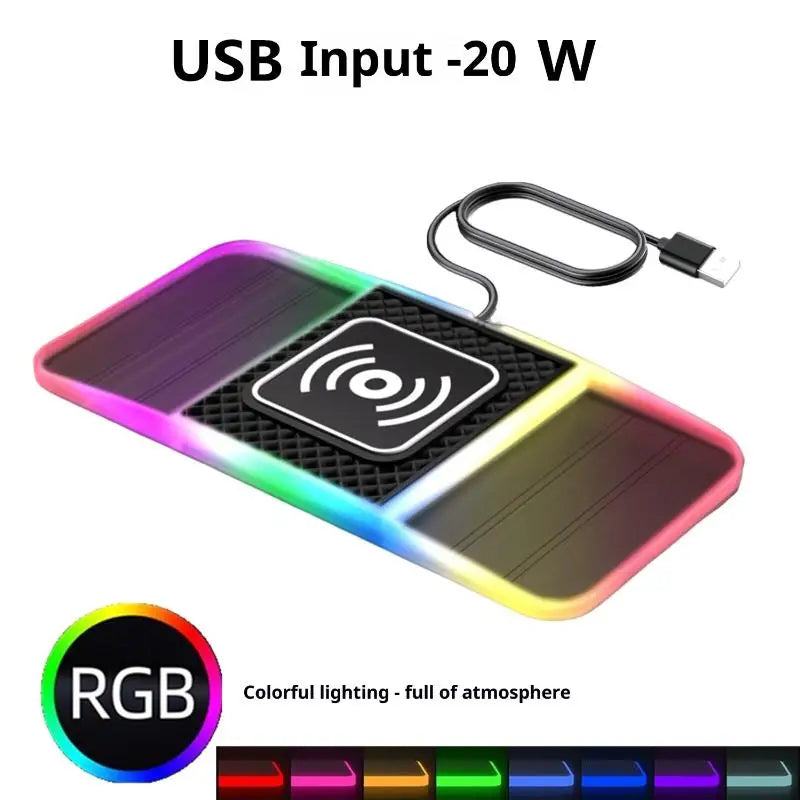 20W Car Wireless Charger Car Charging Pad Anti-slip Mat Modification Accessories Fast Charging Dual Slot Design