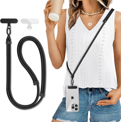 Adjustable Mobile Phone Strap Outdoor Anti-lost Crossbody Phone Lanyards Neck Rope with Patch Cellphone Hanging Cord Strap