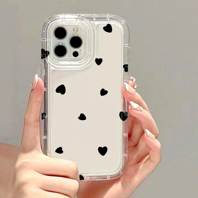 Clear Phone Cases For iPhone 13 Case iPhone 17 Air 16e 15 16 12 11 14 13 Pro Max Funda Love Heart Soft Silicone Shockproof Cover