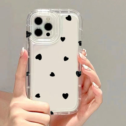 Clear Phone Cases For iPhone 13 Case iPhone 17 Air 16e 15 16 12 11 14 13 Pro Max Funda Love Heart Soft Silicone Shockproof Cover