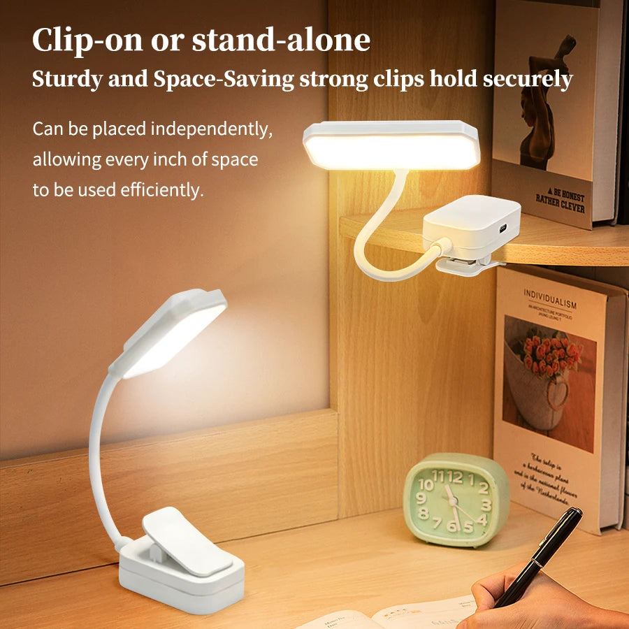 LED USB charging desk lamp with Clip Eye Protection Portable Book Light 3 Colors Night Light Student Bedside Study Reading Lamp