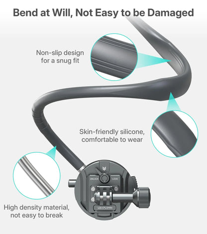 Neck Mount for Action Camera, POV Stabilizer with Chest Mount - Quick Release System for Ergonomic, Hands-Free Filming of Skiing