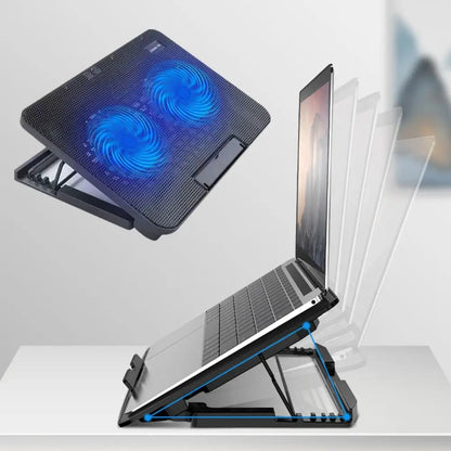Portable Adjustable Laptop Cooling Pad USB Port LED Light Laptop Cooler Fan Metal Mesh Laptop Cooling Stand Study
