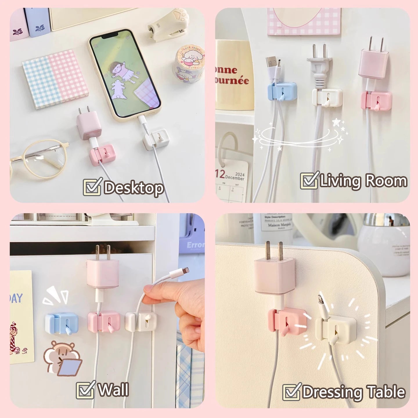 Cable Management Clip For Desk - Simple No-Drill Edge-Mounted Cord Organizer For Charging Cables And Data Wires.