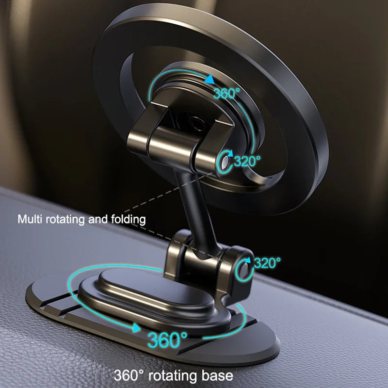 Magsafe Car Mount 360° Rotation All-Metal Magnetic Phone Holder for Car Dashboard Strong Magnets Folding Car Phone Holder Mount