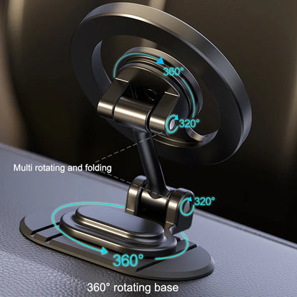 Magsafe Car Mount 360° Rotation All-Metal Magnetic Phone Holder for Car Dashboard Strong Magnets Folding Car Phone Holder Mount