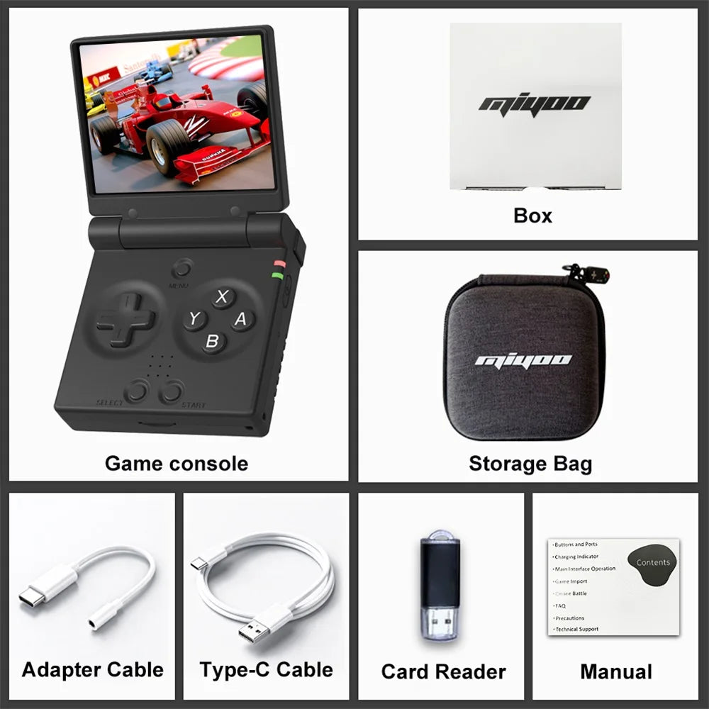 MIYOO Mini Flip Retro Handheld Game Console With New Hinge 2.8''IPS Screen Portable Video Game Consoles Classic Gaming Emulator