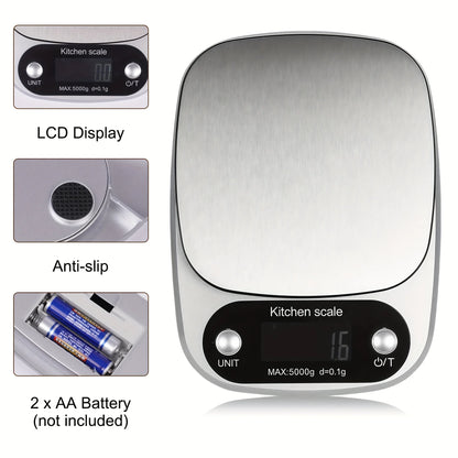 Digital Kitchen Scale 5kg/0.1g 10kg/1g High Precision Food Scale with LCD Display Stainless Steel Platform for Cooking Baking
