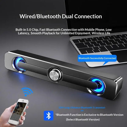 Bluetooth USB Wired Speakers Bar Stereo Speaker For Projector PC Laptop Phone