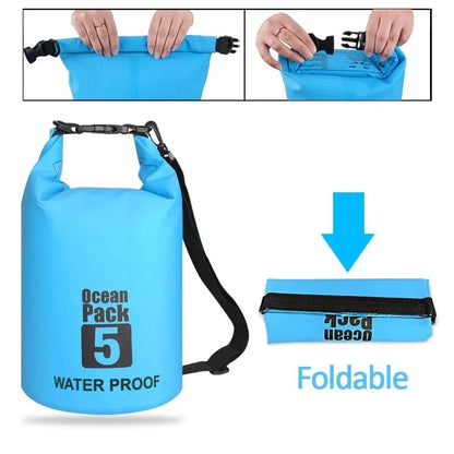 Dry PVC waterproof bags for men and women, 2L/5L/10L/20L/30L, outdoor swimming bucket bags, rafting bags