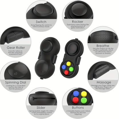 Fidget Pad with 8 Fidget Functions, Fidget Controller Stress Reducer, Fidget Toy Cube Relieves Stress and Anxiety Relief Toys