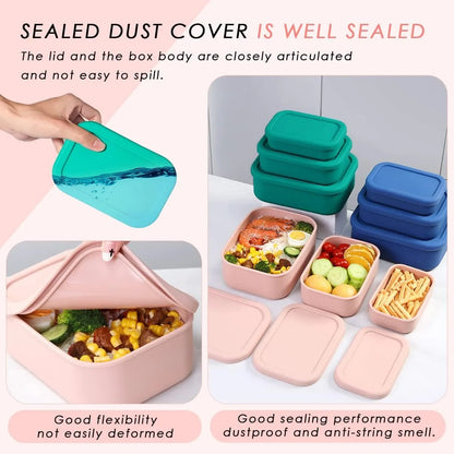 Silicone Food Storage Containers,  Silicone Bento Lunch Box Containers with Lids, For Airtight, Microwave, Dishwasher ,Freezer